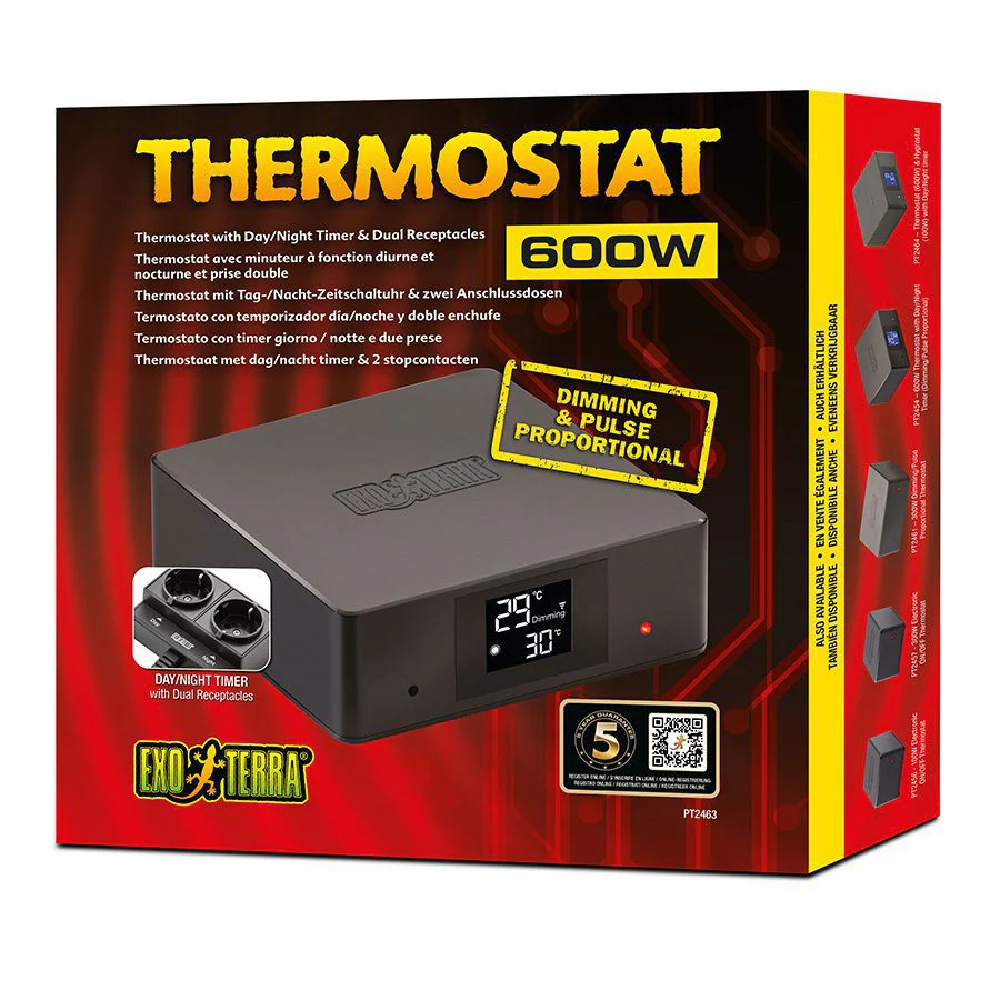 Exo-Terra Thermostat 600w with Dual Receptacles